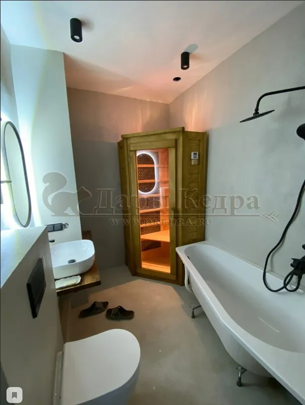 Одноместная угловая инфракрасная сауна кабина из кедра с карбоновыми излучателями