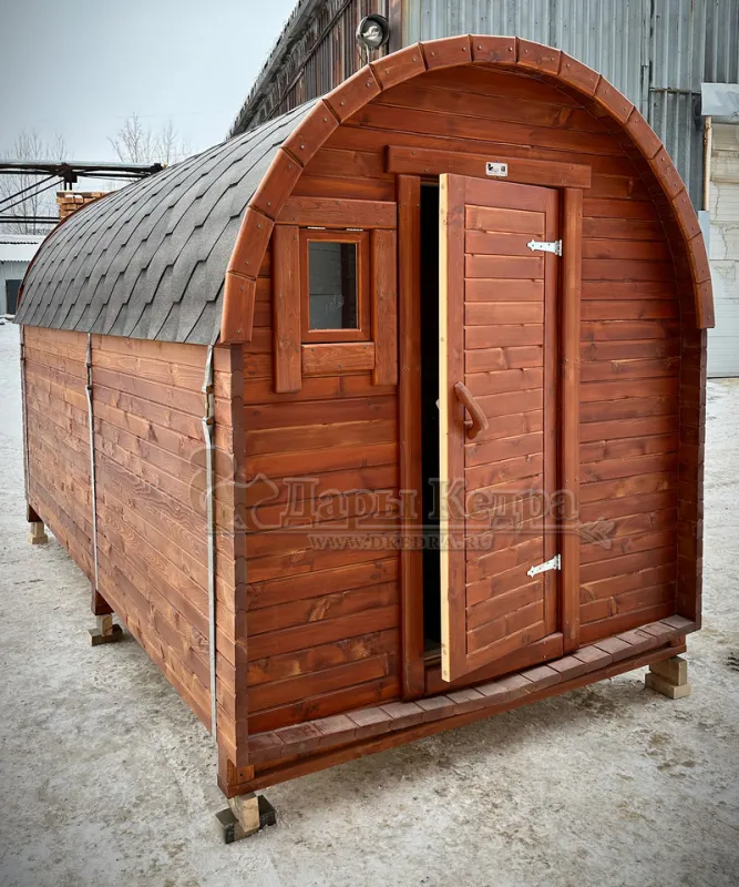 Баня-бочка буханка из кедра 4 метра